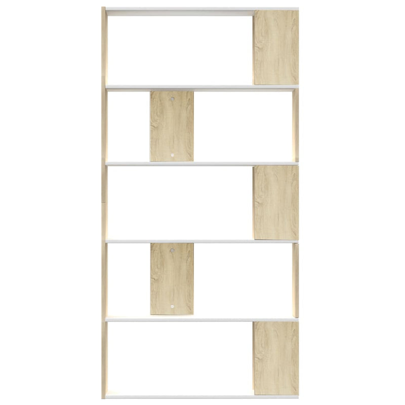 Book Cabinet/Room Divider White and Sonoma Oak 80x24x159 cm