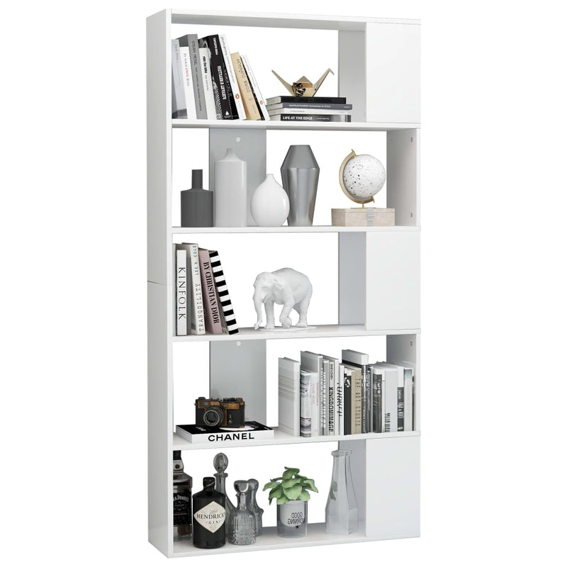 Book Cabinet/Room Divider High Gloss White 80x24x159 cm