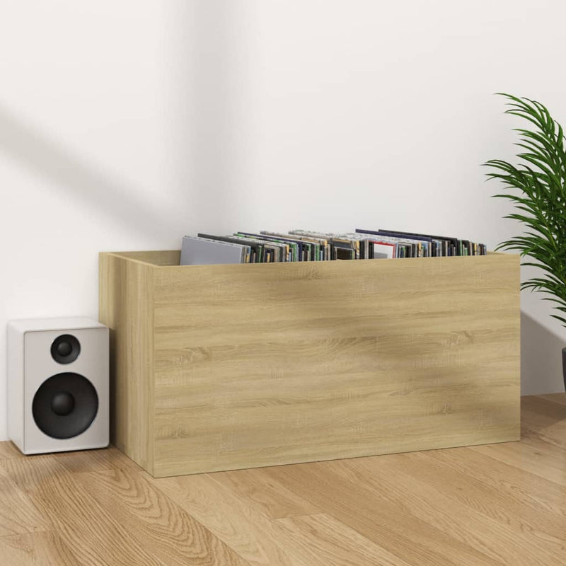 Vinyl Storage Box White and Sonoma Oak 71x34x36 cm Engineered Wood