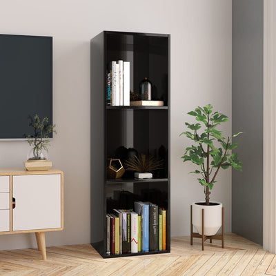 Book Cabinet/TV Cabinet High Gloss Black 36x30x114 cm Engineered Wood