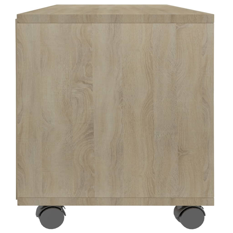 TV Cabinet with Castors Sonoma Oak 90x35x35 cm Engineered Wood