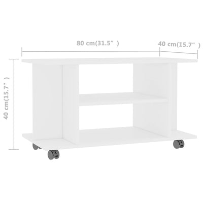 TV Cabinet with Castors White 80x40x40 cm Engineered Wood