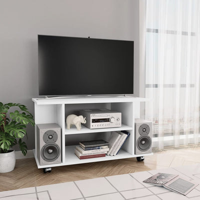 TV Cabinet with Castors White 80x40x40 cm Engineered Wood
