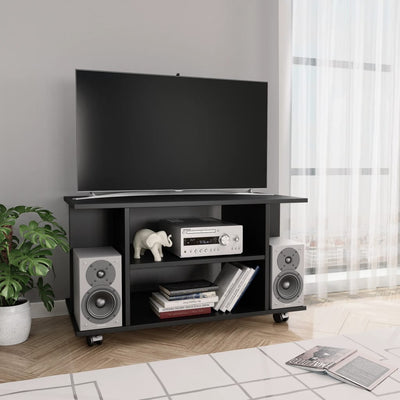 TV Cabinet with Castors Black 80x40x40 cm Engineered Wood