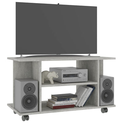 TV Cabinet with Castors Concrete Grey 80x40x40 cm Engineered Wood