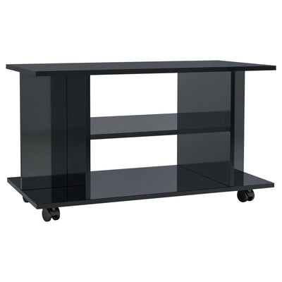 TV Cabinet with Castors High Gloss Black 80x40x40 cm Engineered Wood