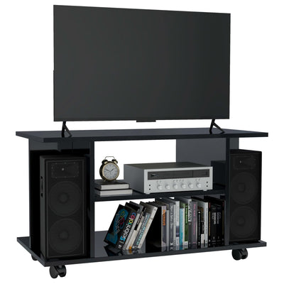 TV Cabinet with Castors High Gloss Black 80x40x40 cm Engineered Wood
