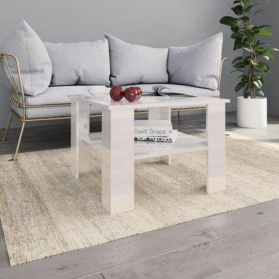 Coffee Table High Gloss White 60x60x42 cm Engineered Wood