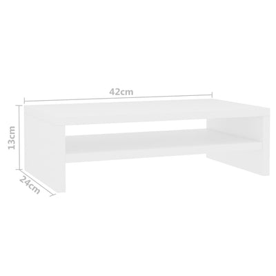Monitor Stand White 42x24x13 cm Engineered Wood