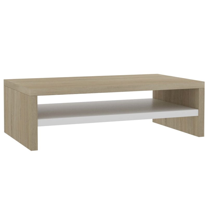 Monitor Stand White and Sonoma Oak 42x24x13 cm Engineered Wood