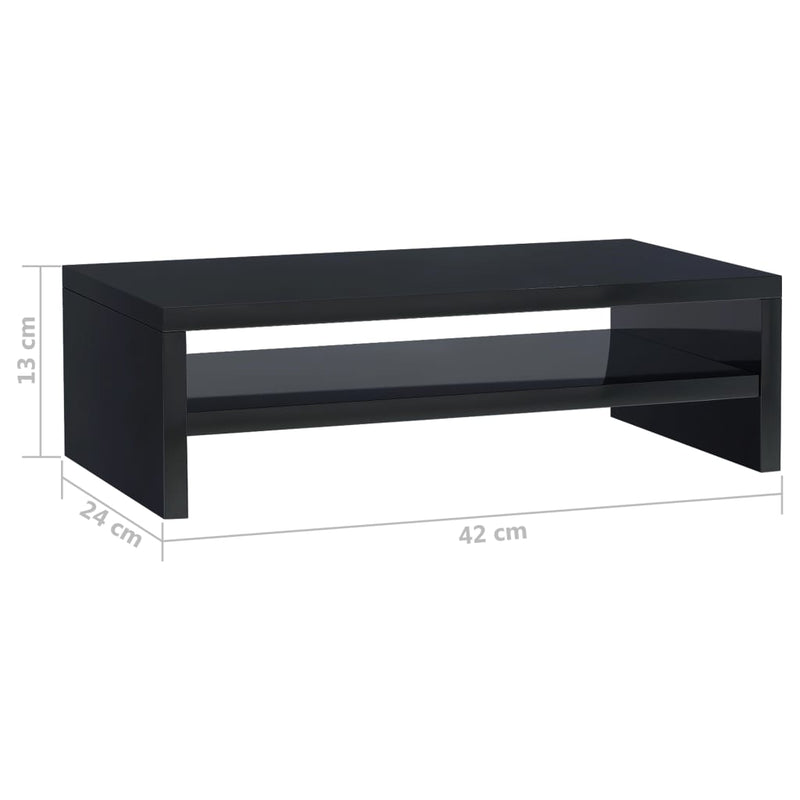 Monitor Stand High Gloss Black 42x24x13 cm Engineered Wood