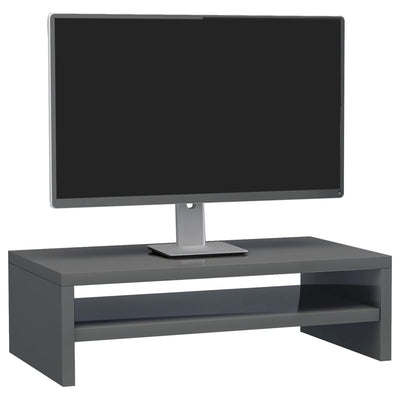Monitor Stand High Gloss Grey 42x24x13 cm Engineered Wood