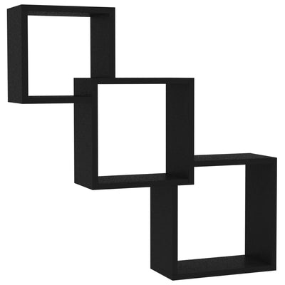 Cube Wall Shelves Black 84.5x15x27 cm Engineered Wood
