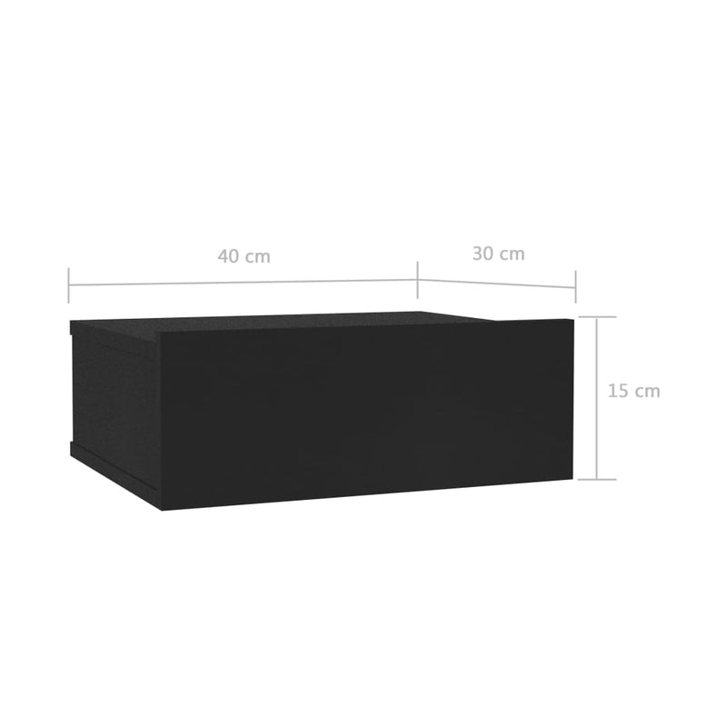 Floating Nightstand Black 40x30x15 cm Engineered Wood