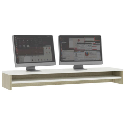 Monitor Stand White and Sonoma Oak 100x24x13 cm Engineered Wood