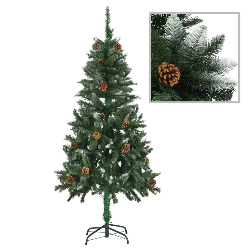 Artificial Christmas Tree with Pine Cones and White Glitter 150 cm