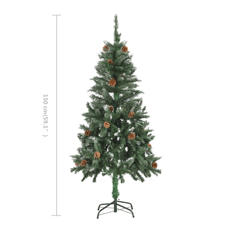 Artificial Christmas Tree with Pine Cones and White Glitter 150 cm