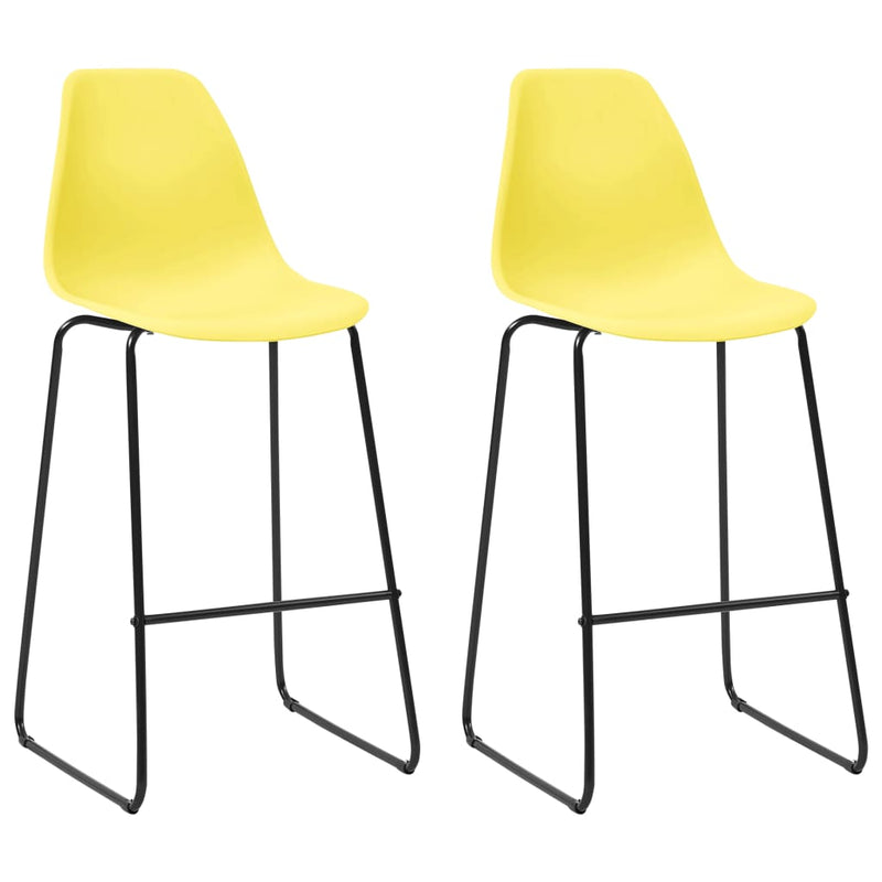 Bar Chairs 2 pcs Yellow Plastic