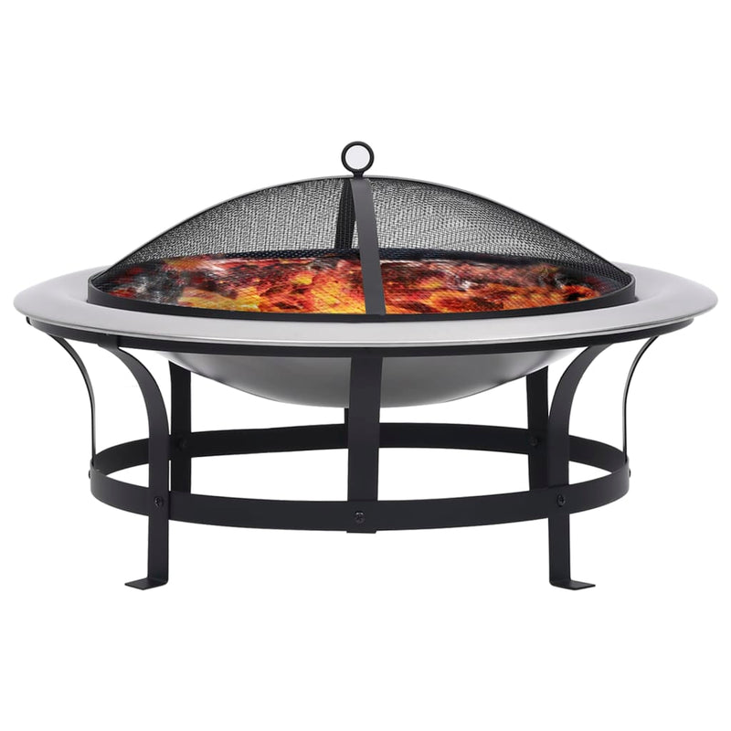 Outdoor Fire Pit with Grill Stainless Steel 76 cm