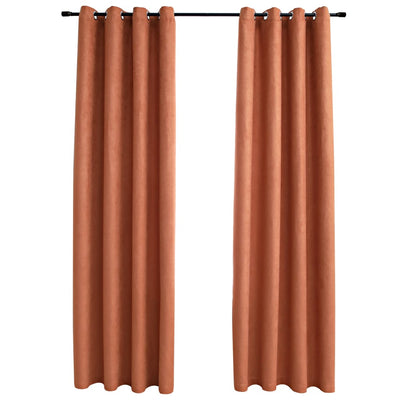 Blackout Curtains with Metal Rings 2 pcs Rust 140x225 cm
