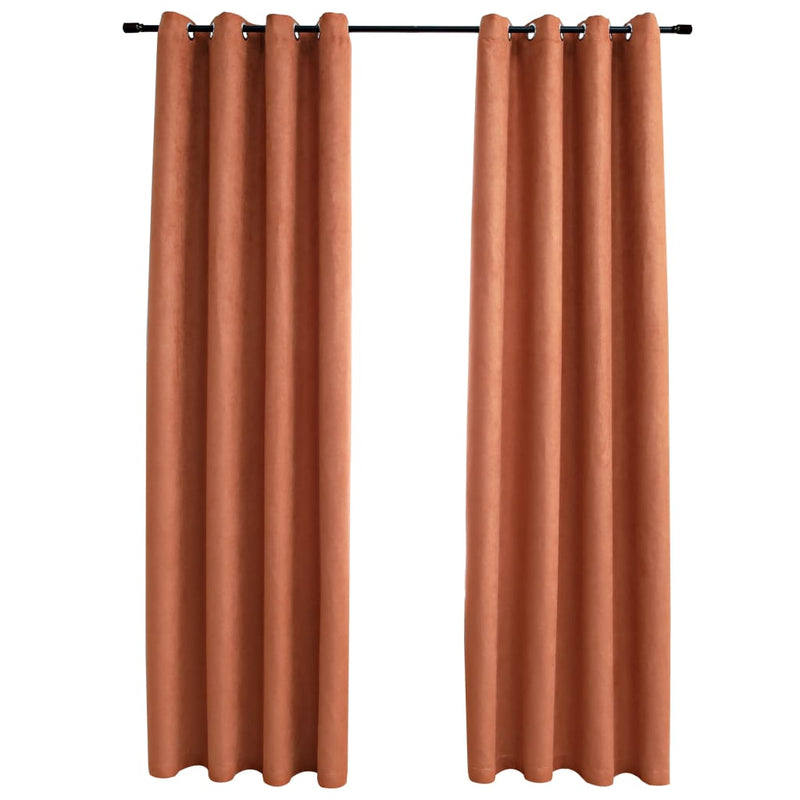 Blackout Curtains with Metal Rings 2 pcs Rust 140x245 cm