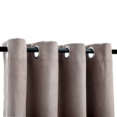 Blackout Curtains with Metal Rings 2 pcs Taupe 140x245 cm