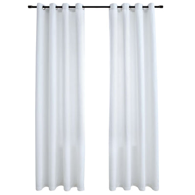 Blackout Curtains with Metal Rings 2 pcs Off White 140x245 cm