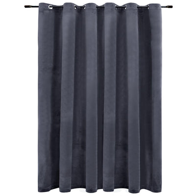 Blackout Curtain with Metal Rings Velvet Anthracite 290x245 cm