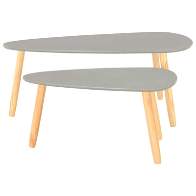 Coffee Tables 2 pcs Grey Solid Pinewood