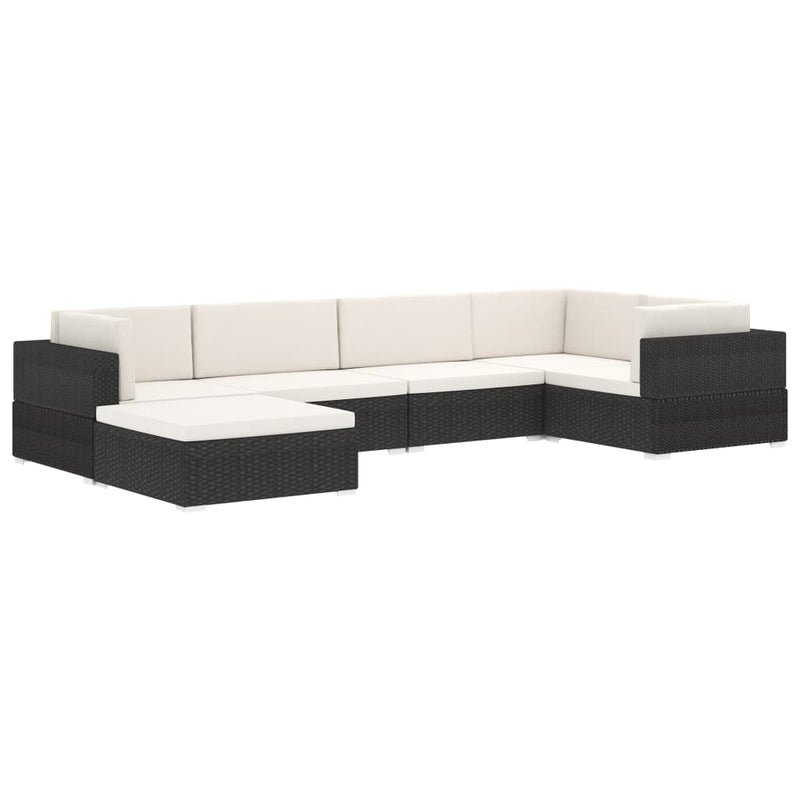 Sectional Footrest 1 pc with Cushion Poly Rattan Black