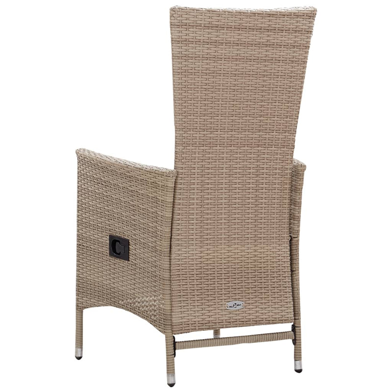 Outdoor Chairs 2 pcs with Cushions Poly Rattan Beige