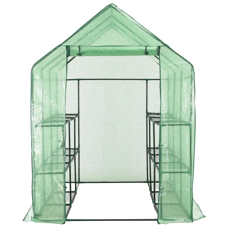 Walk-in Greenhouse with 12 Shelves Steel 143x214x196 cm