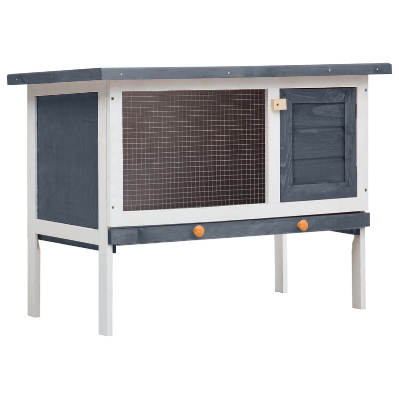 Outdoor Rabbit Hutch 1 Layer Grey Wood - Payday Deals