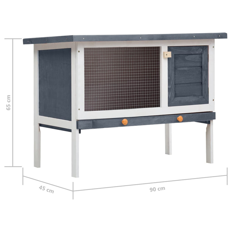 Outdoor Rabbit Hutch 1 Layer Grey Wood - Payday Deals