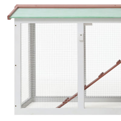 Outdoor Large Rabbit Hutch Brown and White 145x45x85 cm Wood - Payday Deals