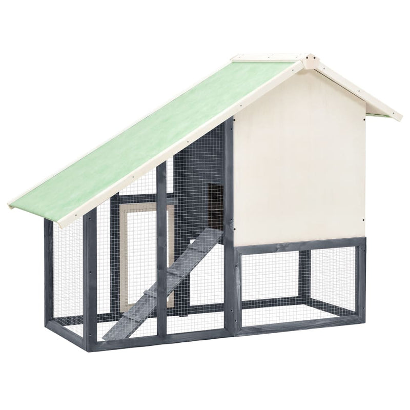 Rabbit Hutch Grey and White 140x63x120 cm Solid Firwood