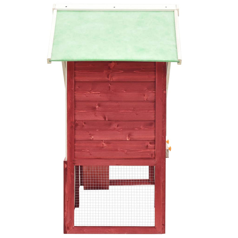 Rabbit Hutch Red and White 140x63x120 cm Solid Firwood
