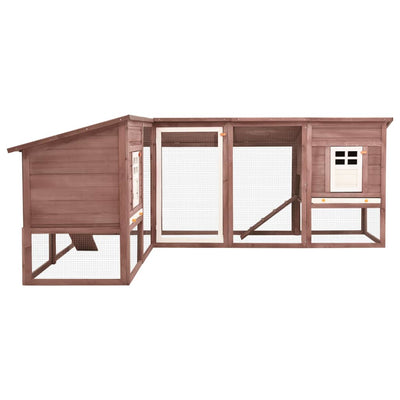 Outdoor Rabbit Hutch with Run Mocca and White Solid Fir Wood - Payday Deals