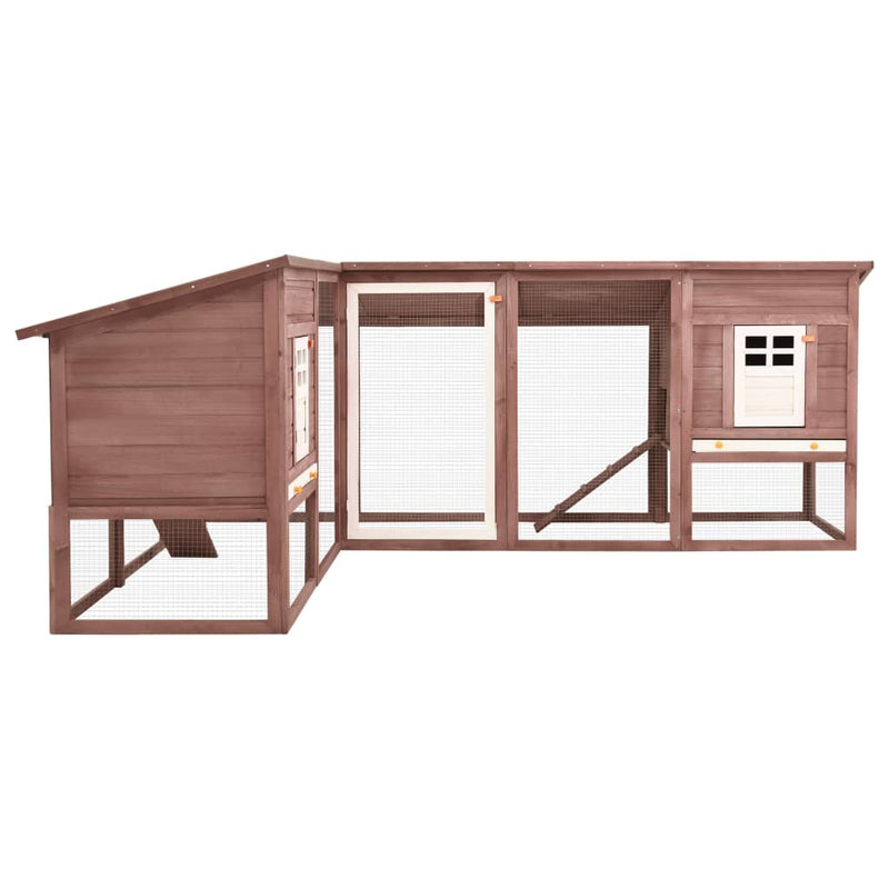 Outdoor Rabbit Hutch with Run Mocca and White Solid Fir Wood - Payday Deals