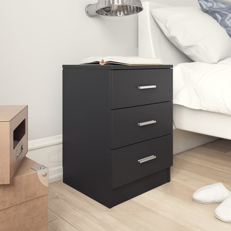 Bedside Cabinet Black 38x35x56 cm Engineered Wood