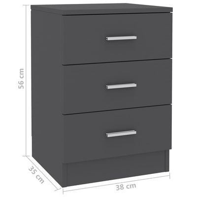 Bedside Cabinets 2 pcs Grey 38x35x56 cm Engineered Wood