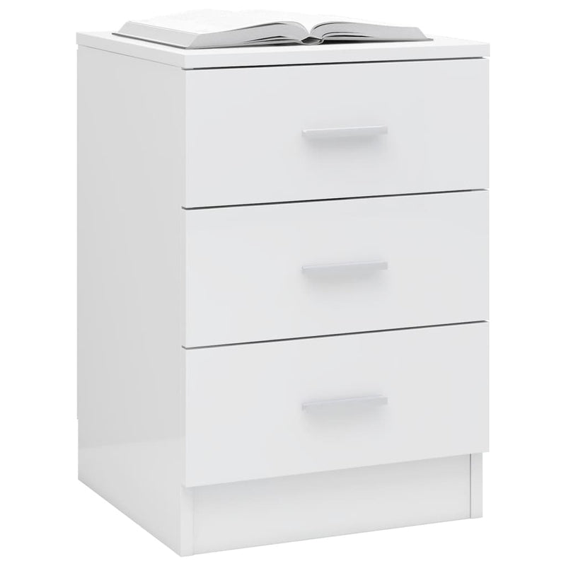 Bedside Cabinet High Gloss White 38x35x56 cm Chipboard