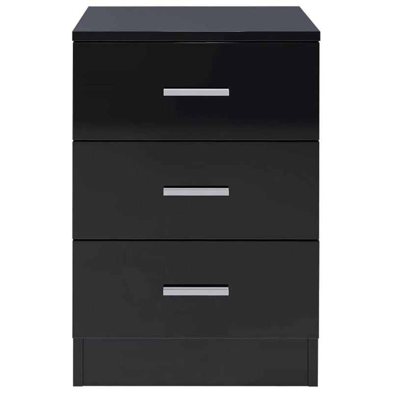 Bedside Cabinet High Gloss Black 38x35x56 cm Chipboard