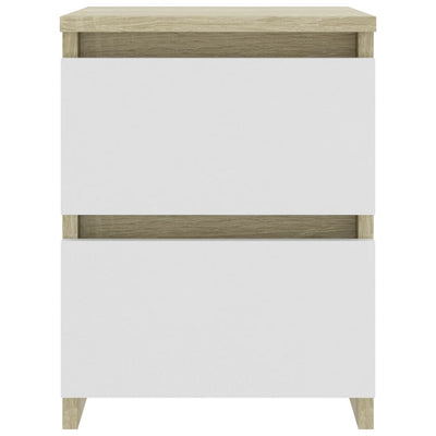 Bedside Cabinets 2 pcs White and Sonoma Oak 30x30x40 cm Chipboard