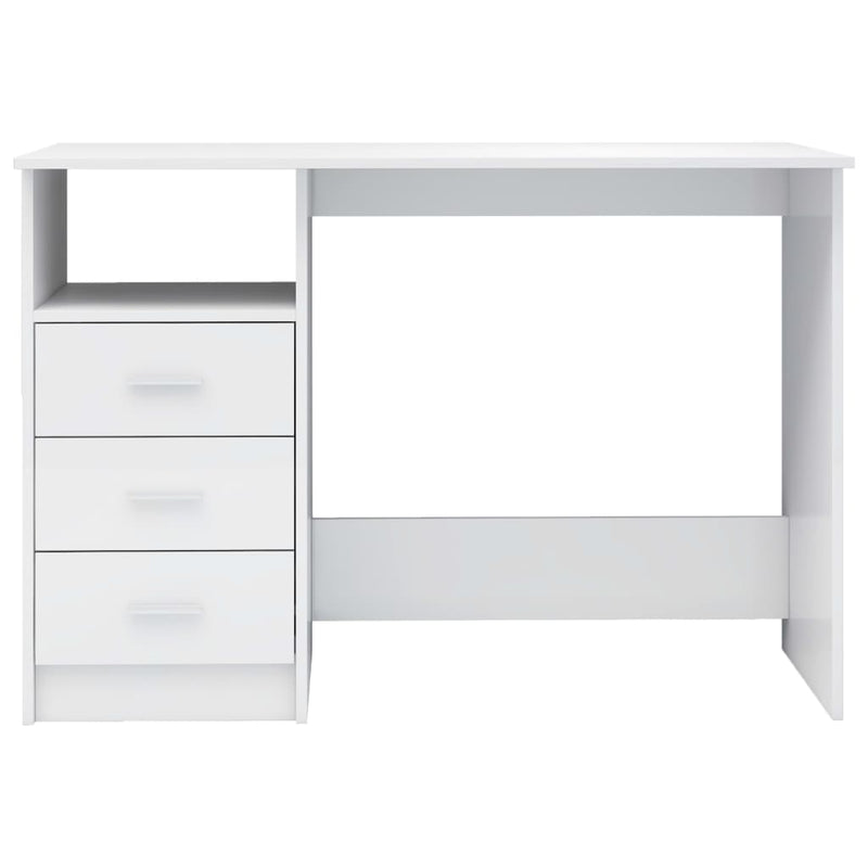 Desk with Drawers High Gloss White 110x50x76 cm Engineered Wood