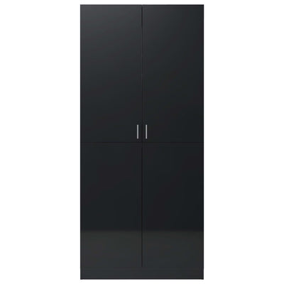 Wardrobe High Gloss Black 80x52x180 cm Engineered Wood