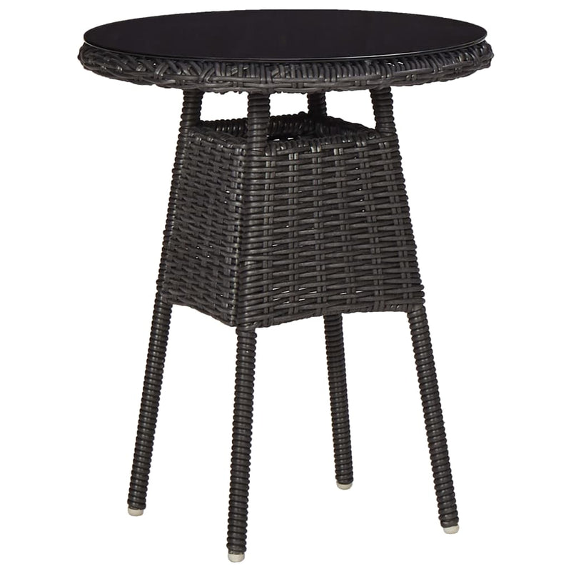 Garden Chairs 2 pcs with Tea Table Poly Rattan Black