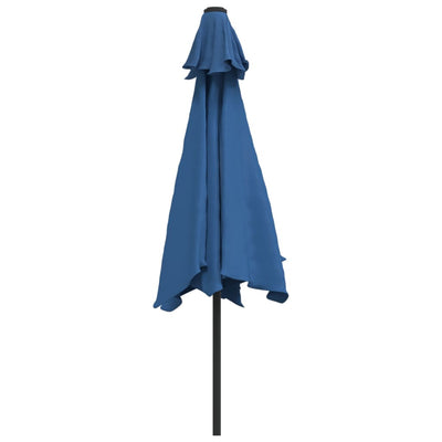 Outdoor Parasol with LED Lights and Steel Pole 300 cm Azure