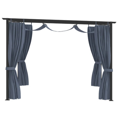 Gazebo with Curtains 3x3 m Anthracite Steel