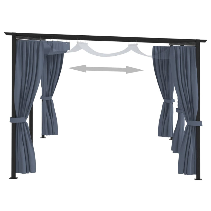 Gazebo with Curtains 3x6 m Anthracite Steel